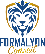 Logo de formalyon représentant une tête de Lyon bleu